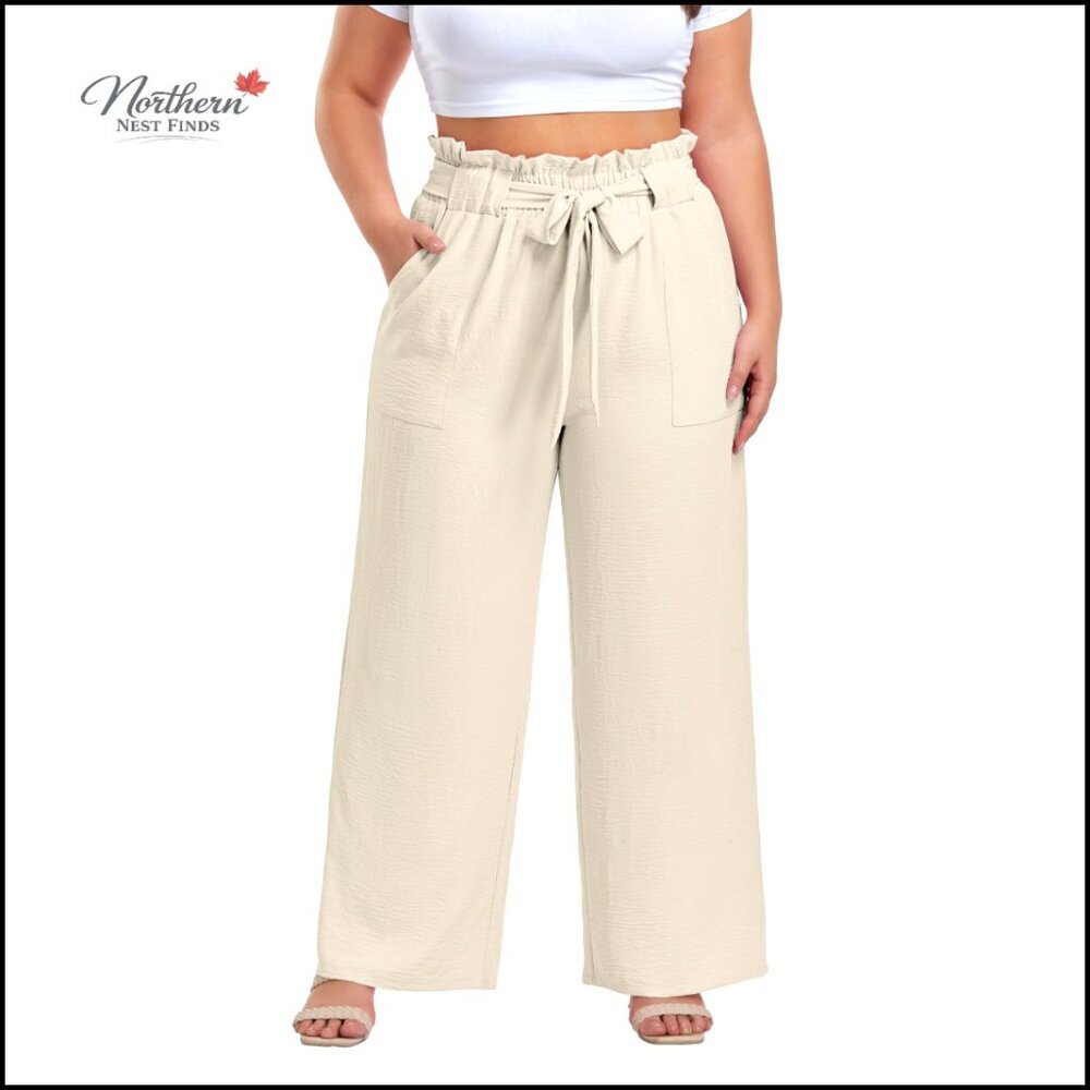 Lightweight Wide Leg Palazzo Pants High Waisted Adjustable Tie Knot